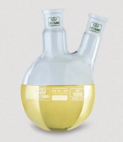 Picture of Round bottom flasks with two necks, angled arm, borosilicate glass 3.3