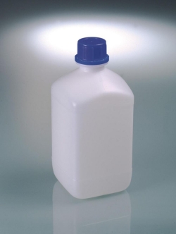 Picture of Narrow mouth square bottles, HDPE, with tamper-evident screw cap