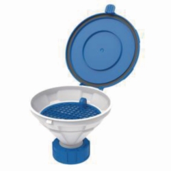 Picture of Safety funnels with hinged lid, V2.0, white/blue, HDPE