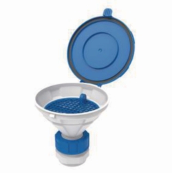 Picture of Safety funnels with hinged lid, V2.0, white/blue, HDPE