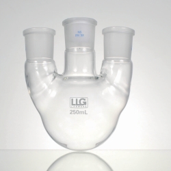 Picture of LLG-Three-neck round bottom flasks with standard ground joint, borosilicate glass 3.3, parallel side necks