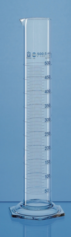 Picture of Measuring cylinders USP, borosilicate glass 3.3, tall form, class A, blue graduated