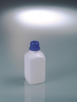 Picture of Narrow mouth square bottles, HDPE, with tamper-evident screw cap