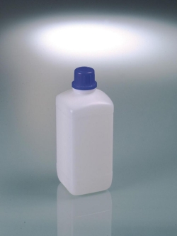 Picture of Narrow mouth square bottles, HDPE, with tamper-evident screw cap