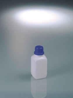 Picture of Narrow mouth square bottles, HDPE, with tamper-evident screw cap