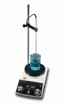 Picture of Magnetic stirrer Hei-PLATE Mix &rsquo;n&rsquo; Heat Core+, LLG Premium Line, incl. temperature sensor Pt1000 with holder, support rod and silicone cover