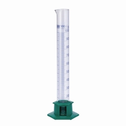 Picture of Measuring Cylinder with Plastic Socket, DURAN<sup>&reg;</sup>, class B, Blue Graduation