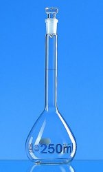 Picture of Volumetric Flasks, boro 3.3, class A, blue graduations, with glass stoppers