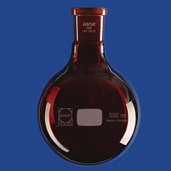 Picture of Round bottom flasks with conical ground joint, amber, DURAN<sup>&reg;</sup>