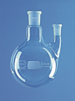 Picture of Round bottom flasks with two necks, side neck parallel, DURAN<sup>&reg;</sup>