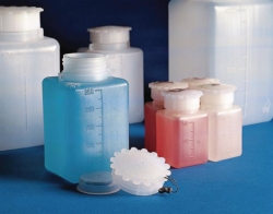 Picture of Wide-mouth bottles, PE, square, graduated, with screw cap