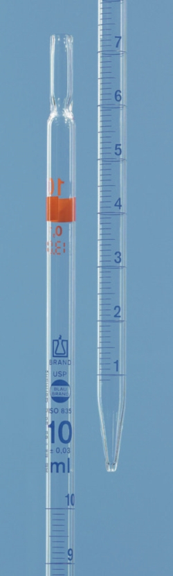 Picture of Graduated pipettes, USP, AR-glass<sup>&reg;</sup>, class AS, blue graduation, type 2