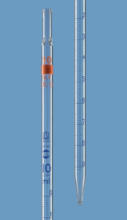 Picture of Graduated pipettes, total delivery, AR-GLAS<sup>&reg;</sup>, class AS, blue graduation, type 3