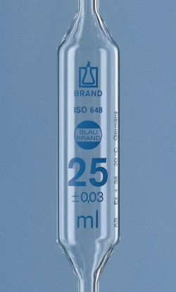 Picture of Volumetric pipettes, class AS, AR-glass<sup>&reg;</sup>, 1 marking, blue graduation