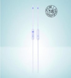 Picture of Volumetric pipettes, Soda-lime glass, class AS, 1 mark, blue graduation