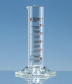 Picture of Measuring cylinders, borosilicate glass 3.3, low form, class B, amber graduations