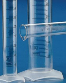 Picture of Measuring cylinders, PMP, Class B, blue graduations