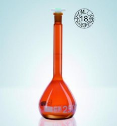 Picture of Volumetric flasks, DURAN<sup>&reg;</sup> amber glass, class A, with PE stopper