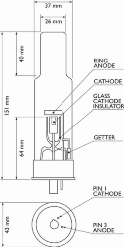 Picture of Hollow Cathode, Multi Element Lamps, 37 mm (1.5&#39;&#39;) diameter