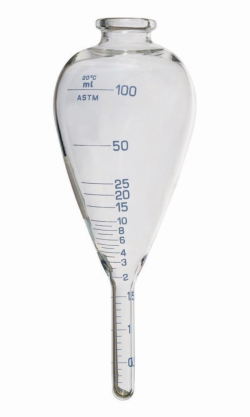 Picture of ASTM centrifuge tube, pear-shaped with cylindrical base, borosilicate glass 3.3