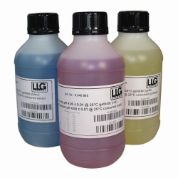 Picture of LLG-pH buffer solutions with colour coding