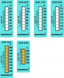 Picture of 8-step irreversible temperature strips testoterm<sup>&reg;</sup>