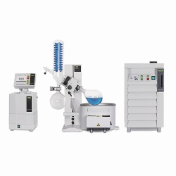 Picture of Rotavapor<sup>&reg;</sup> R-100 system configuration with recirculating chiller F-105