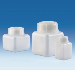 Imagen Wide-mouth square bottles, HDPE, with screw cap, LDPE