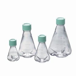 Picture of Erlenmeyer flasks, PETG, sterile, with baffled bottom and vent cap